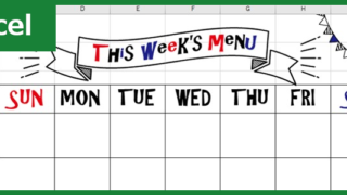 献立表（Excel）無料テンプレート「00002」はかわいい1週間の献立を記入出来る素材！