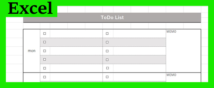 週間TODOリスト（Excel）無料テンプレート「02076」で1週間を有意義に♪