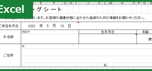 カウンセリングシート（アロマエステ）（Excel）無料テンプレート「00002」は使いやすい書式！