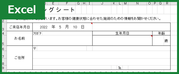 カウンセリングシート（アロマエステ）（Excel）無料テンプレート「00002」は使いやすい書式！